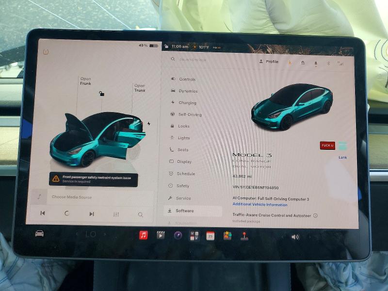 صورة رقم 9 من المزاد - 2022 TESLA MODEL 3 مع VIN 5YJ3E1EB6NF194850