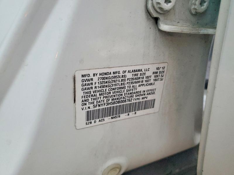 Photo 14 from auction – 2013 HONDA PILOT with VIN 5FNYF3H58DB008762
