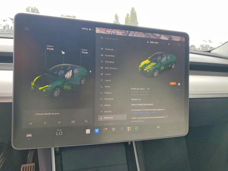 Photo 9 from auction – 2021 TESLA MODEL Y with VIN 5YJYGDEE7MF062903