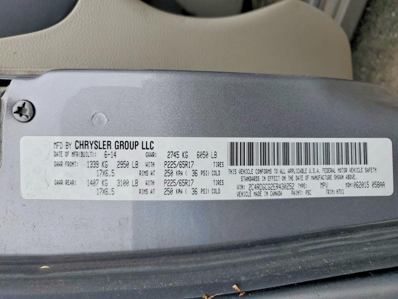 Photo 14 from auction – 2014 DODGE GRAND CARAVAN with VIN 2C4RDGCG2ER430252