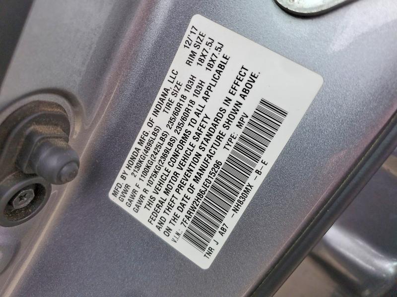 Photo 14 from auction – 2018 HONDA CR-V with VIN 7FARW2H86JE015296