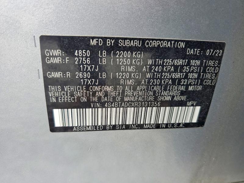 Фото 14 с аукциона – 2024 SUBARU OUTBACK с VIN 4S4BTADCXR3131356