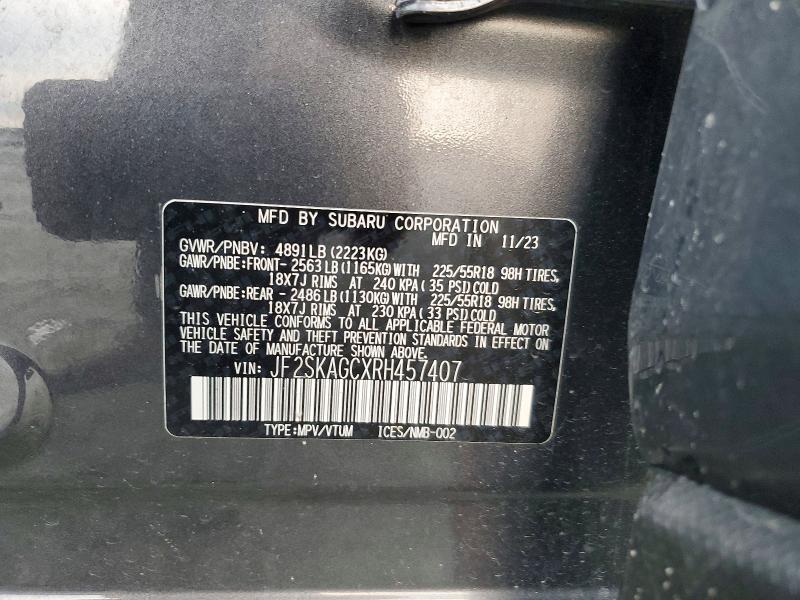 Photo 14 from auction – 2024 SUBARU FORESTER with VIN JF2SKAGCXRH457407