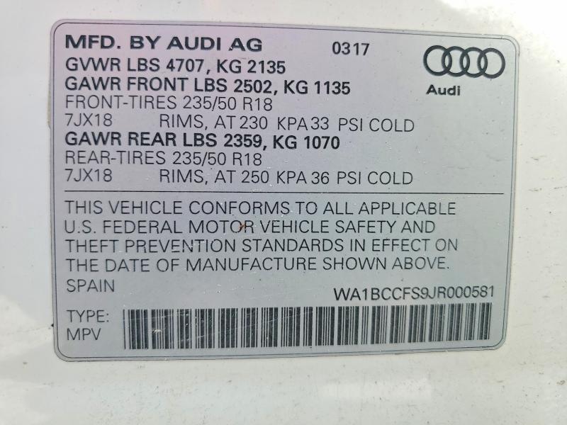 صورة رقم 14 من المزاد - 2018 AUDI Q3 مع VIN WA1BCCFS9JR000581