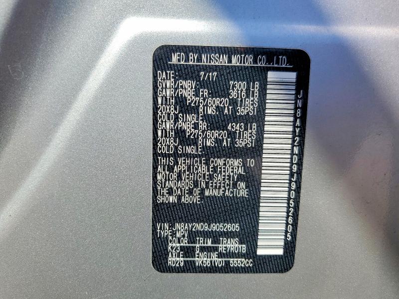 Photo 14 from auction – 2018 NISSAN ARMADA with VIN JN8AY2ND9J9052605
