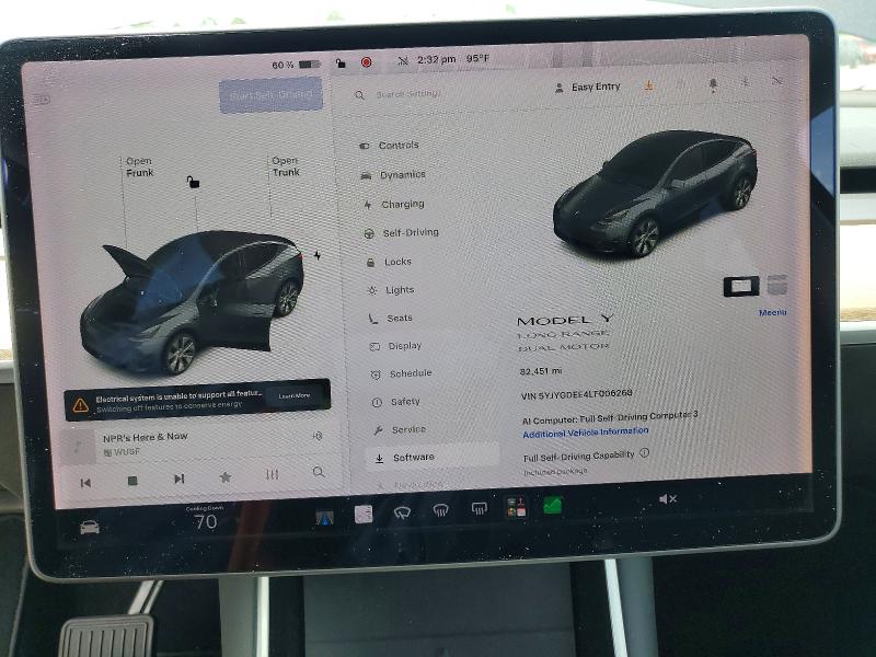 Photo 9 from auction – 2020 TESLA MODEL Y with VIN 5YJYGDEE4LF006268
