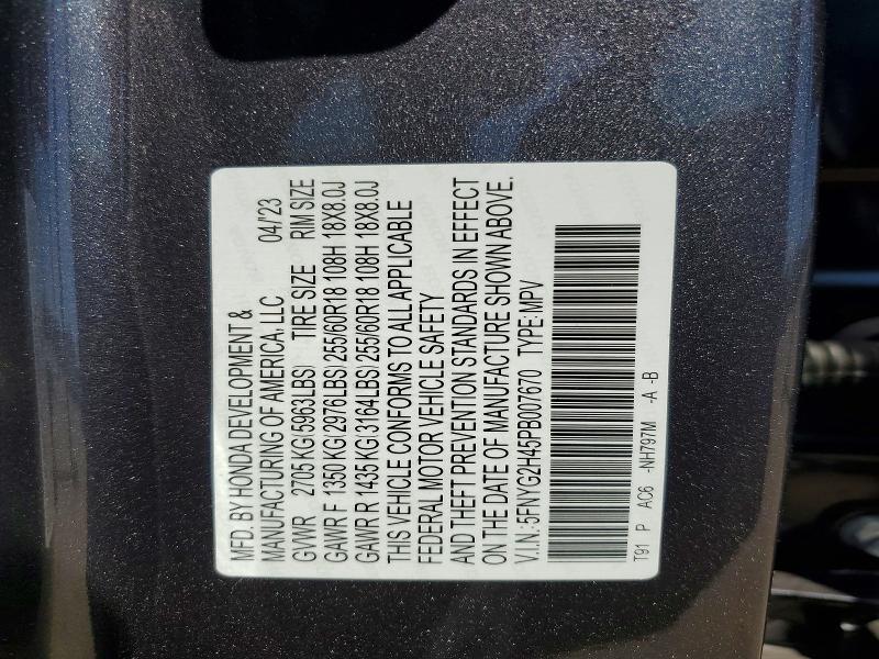 Photo 14 from auction – 2023 HONDA PILOT with VIN 5FNYG2H45PB007670