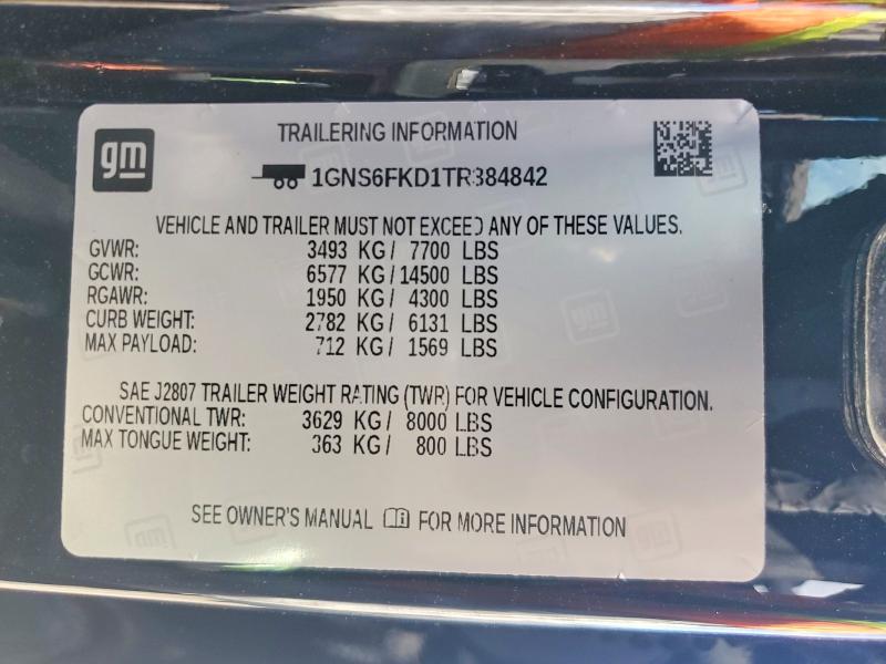 Снимка 14 от търг – 2026 CHEVROLET SUBURBAN с VIN 1GNS6FKD1TR384842