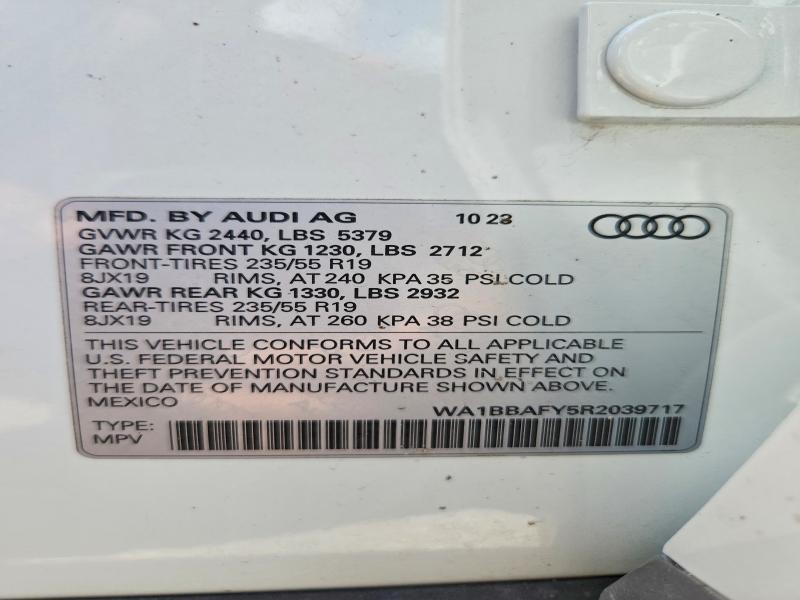 Снимка 14 от търг – 2024 AUDI Q5 с VIN WA1BBAFY5R2039717