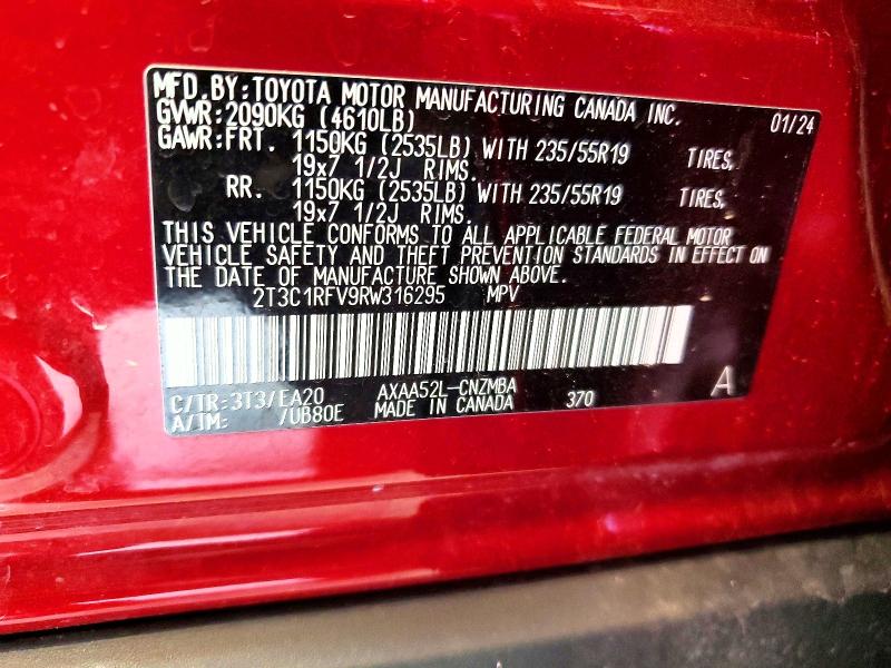 Photo 14 from auction – 2024 TOYOTA RAV4 with VIN 2T3C1RFV9RW316295