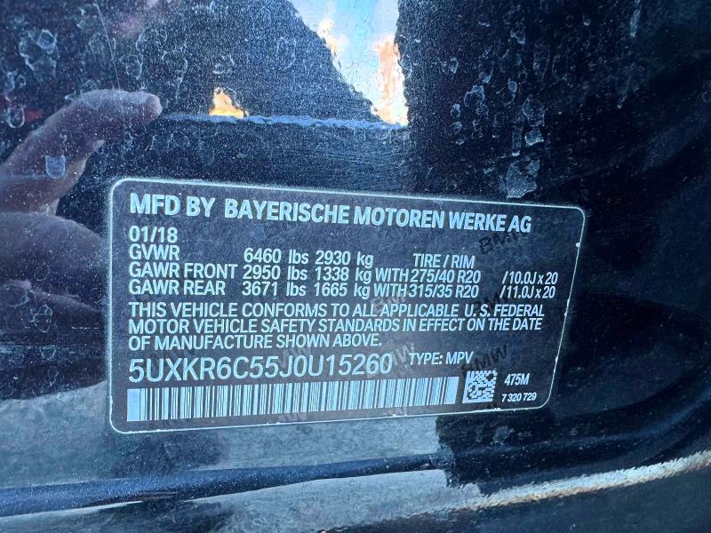 Photo 10 from auction – 2018 BMW X5 with VIN 5UXKR6C55J0U15260