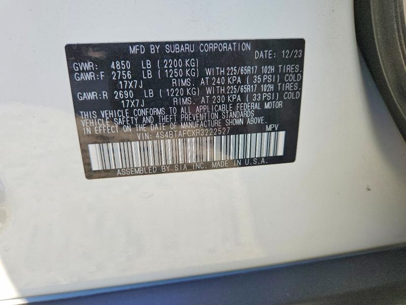 Photo 14 from auction – 2024 SUBARU OUTBACK with VIN 4S4BTAFCXR3222527