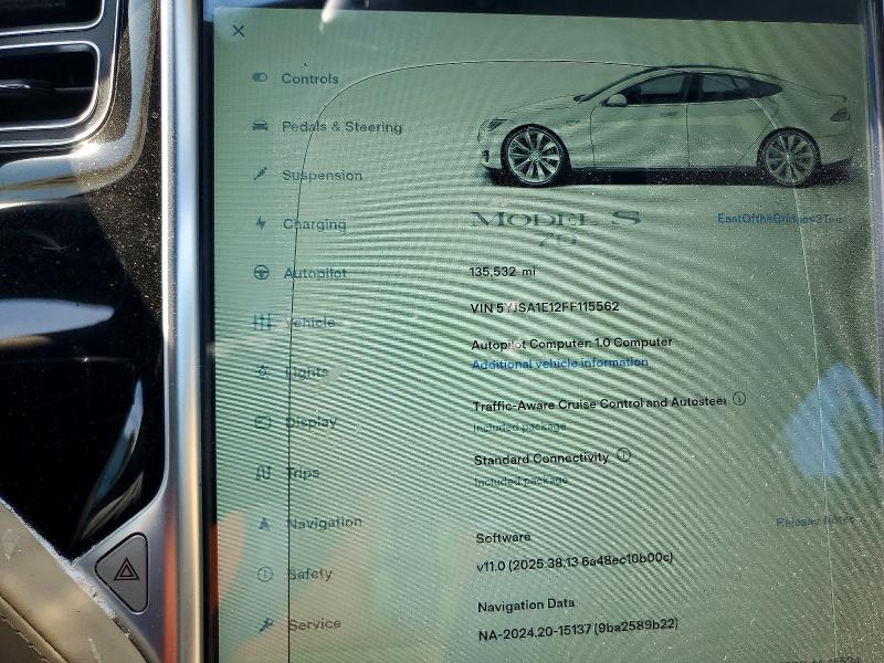 Photo 9 from auction – 2015 TESLA MODEL S with VIN 5YJSA1E12FF115562