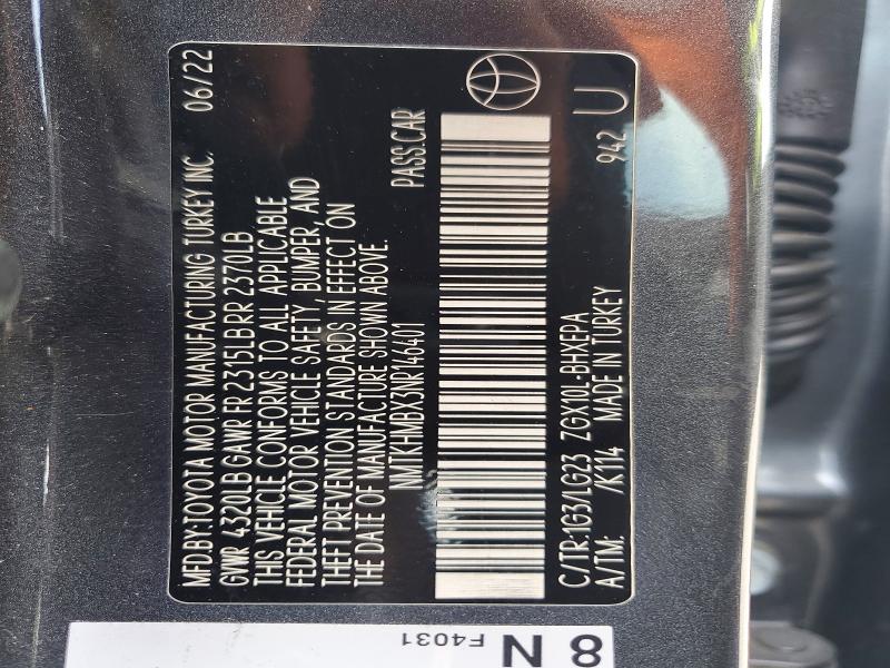 Photo 14 from auction – 2022 TOYOTA C-HR with VIN NMTKHMBX3NR146401