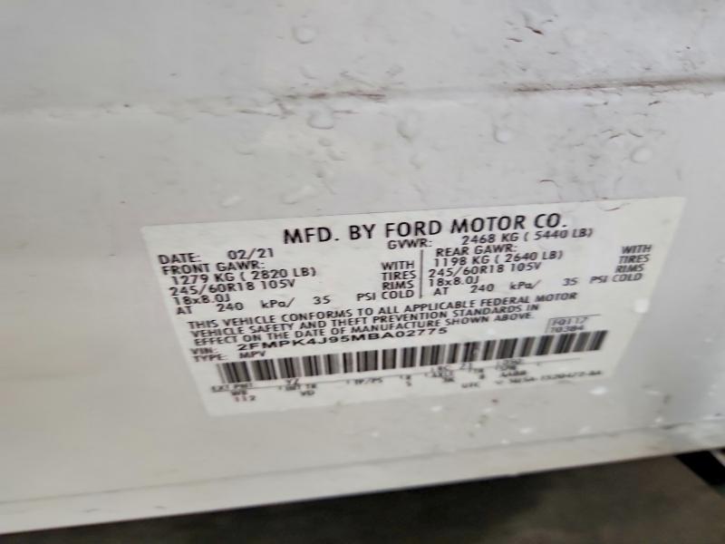 Photo 14 from auction – 2021 FORD EDGE with VIN 2FMPK4J95MBA02775