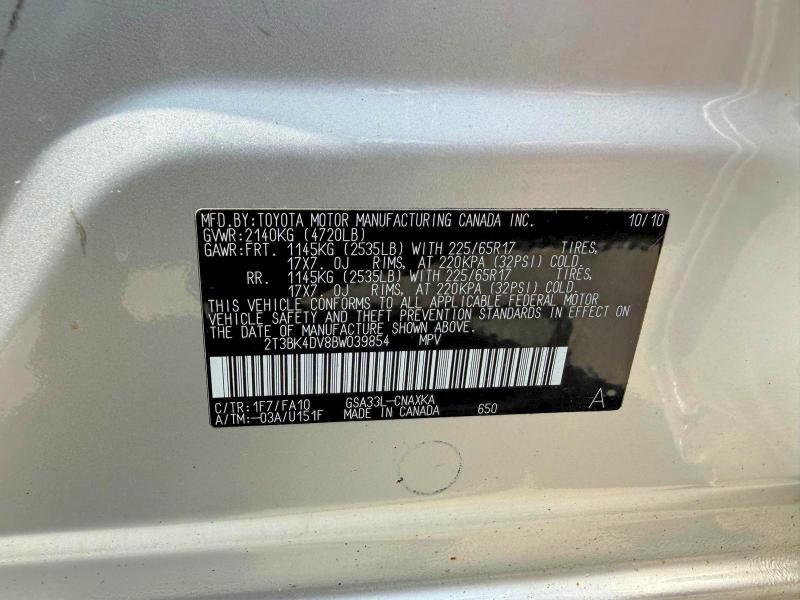 صورة رقم 10 من المزاد - 2011 TOYOTA RAV4 BASE مع VIN 2T3BK4DV8BW039854