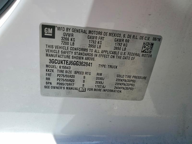 Photo 14 from auction – 2016 CHEVROLET SILVERADO with VIN 3GCUKTEJ6GG362841