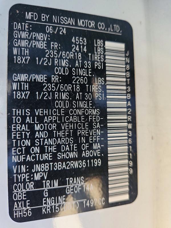 Photo 14 from auction – 2024 NISSAN ROGUE with VIN JN8BT3BA2RW361199