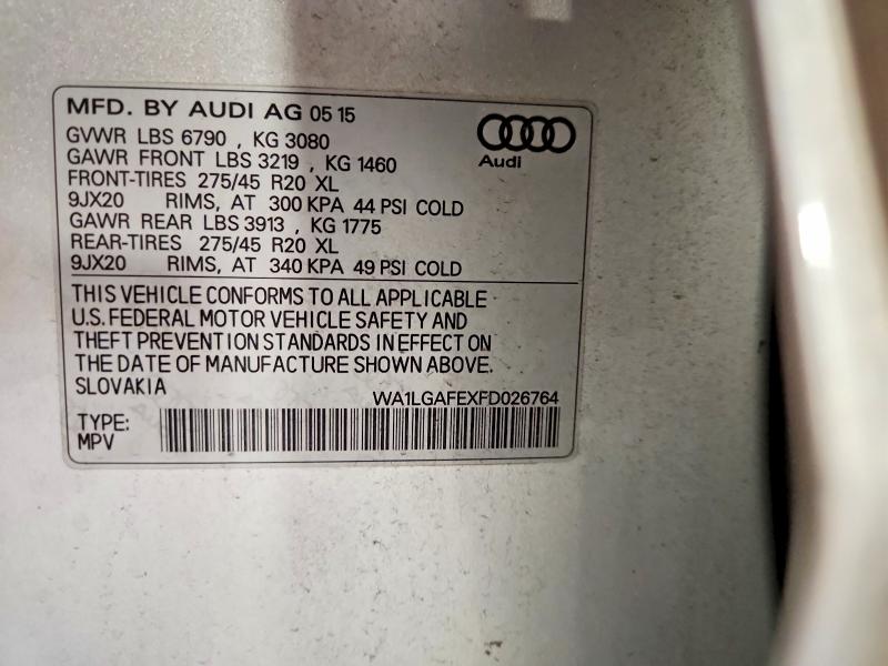 Foto 14 de la subasta – 2015 AUDI Q7 con VIN WA1LGAFEXFD026764