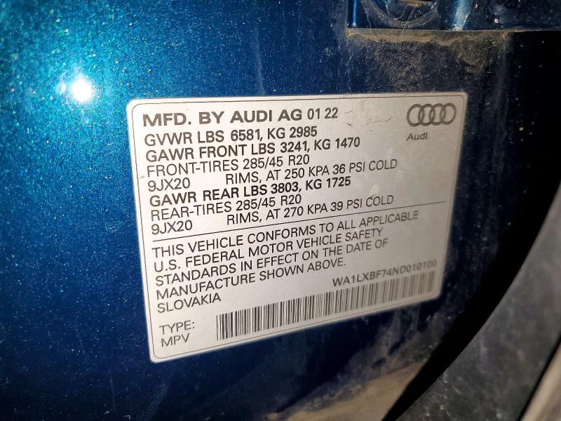 Фото 14 с аукциона – 2022 AUDI Q7 с VIN WA1LXBF74ND010100