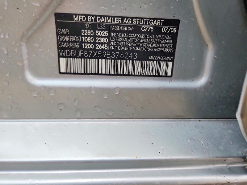 Photo 10 from auction – 2009 MERCEDES-BENZ E with VIN WDBUF87X59B376243
