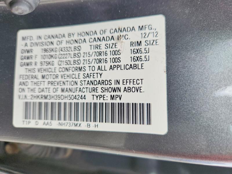 Photo 14 from auction – 2013 HONDA CR-V with VIN 2HKRM3H39DH504244