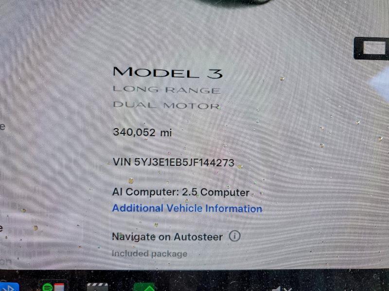 Photo 9 from auction – 2018 TESLA MODEL 3 with VIN 5YJ3E1EB5JF144273