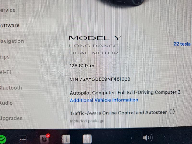 Photo 9 from auction – 2022 TESLA MODEL Y with VIN 7SAYGDEE9NF481923