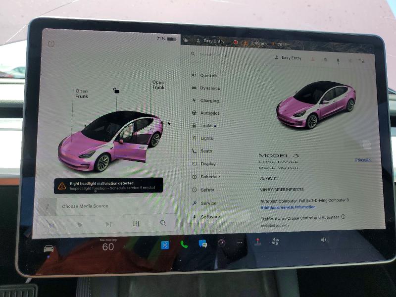 Photo 9 from auction – 2022 TESLA MODEL 3 with VIN 5YJ3E1EB1NF151713