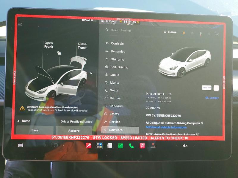 صورة رقم 9 من المزاد - 2022 TESLA MODEL 3 مع VIN 5YJ3E1EBXNF222276