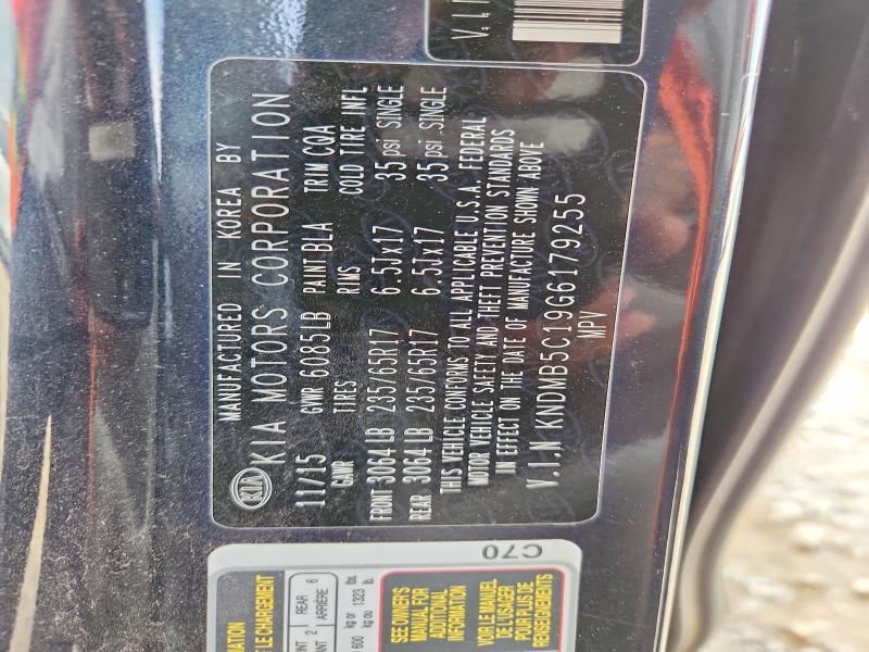 Photo 14 from auction – 2016 KIA SEDONA with VIN KNDMB5C19G6179255