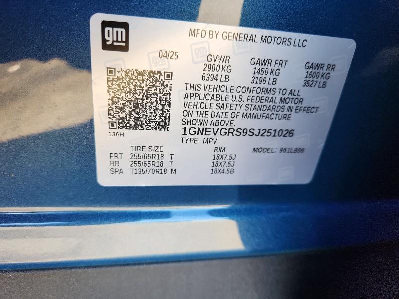 Photo 14 from auction – 2025 CHEVROLET TRAVERSE with VIN 1GNEVGRS9SJ251026