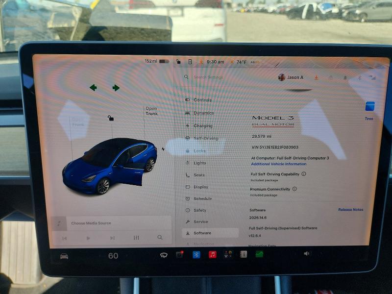 Photo 9 from auction – 2018 TESLA MODEL 3 with VIN 5YJ3E1EB2JF083903
