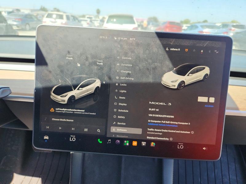 Photo 9 from auction – 2023 TESLA MODEL 3 with VIN 5YJ3E1EAXPF402190