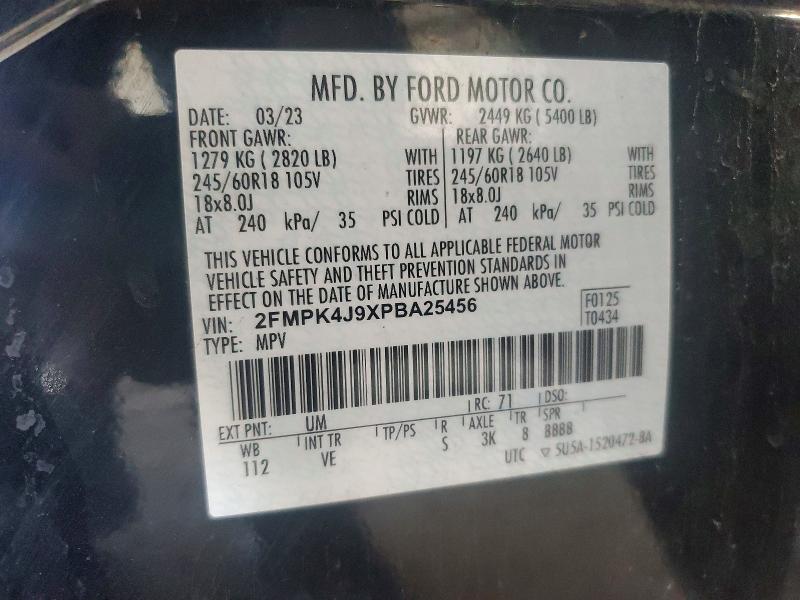 Photo 14 from auction – 2023 FORD EDGE with VIN 2FMPK4J9XPBA25456