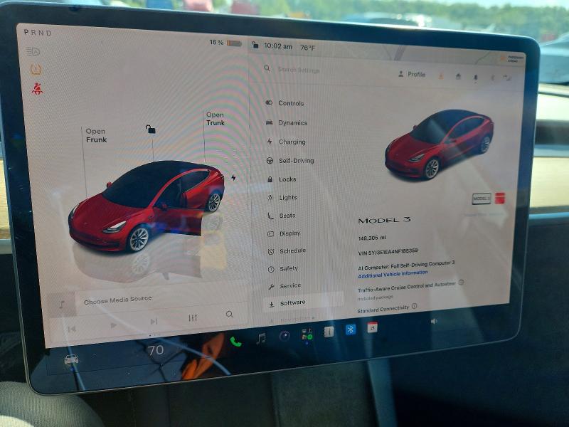 Photo 9 from auction – 2022 TESLA MODEL 3 with VIN 5YJ3E1EA4NF185359