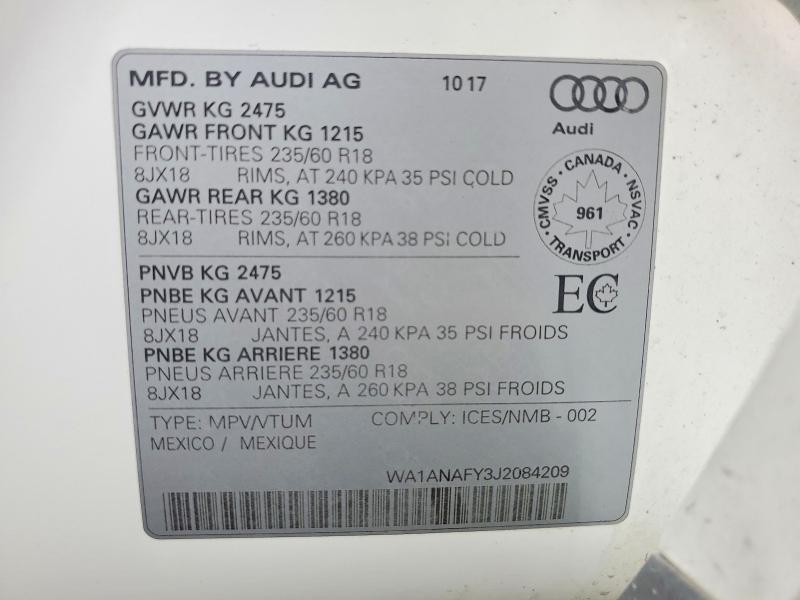 Photo 14 from auction – 2018 AUDI Q5 with VIN WA1ANAFY3J2084209