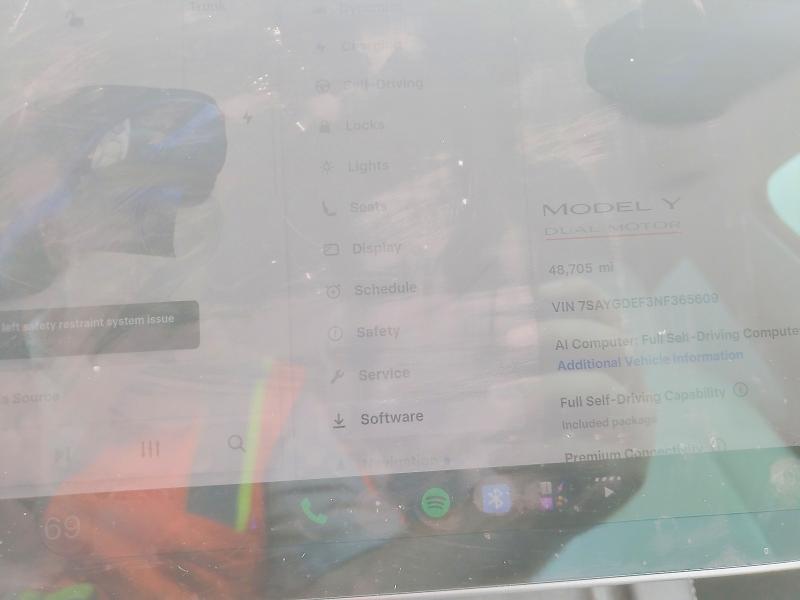 Photo 9 from auction – 2022 TESLA MODEL Y with VIN 7SAYGDEF3NF365609