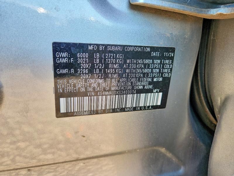 Photo 14 from auction – 2025 SUBARU ASCENT with VIN 4S4WMAUDXS3403014