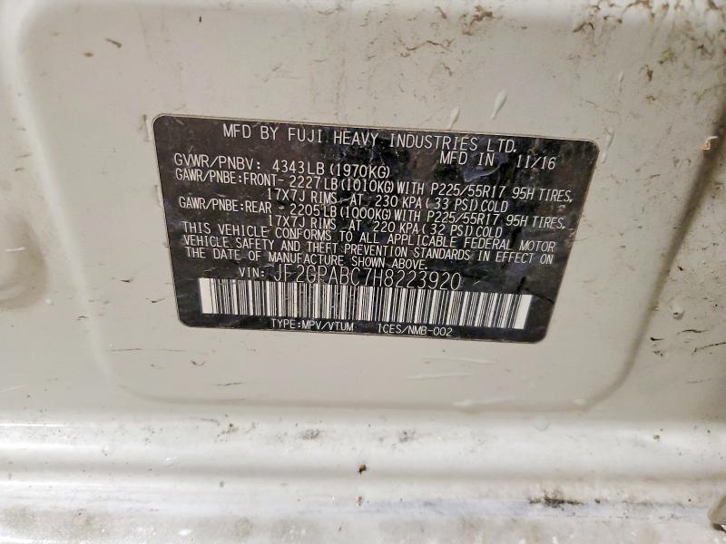 Photo 14 from auction – 2017 SUBARU CROSSTREK with VIN JF2GPABC7H8223920