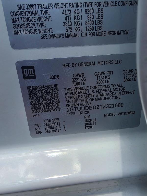 Photo 10 from auction – 2026 GMC SIERRA with VIN 1GTUUDED2TZ321689
