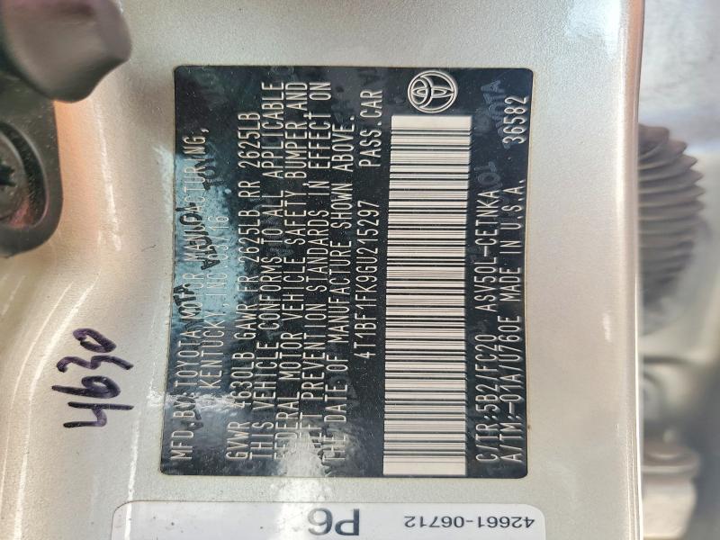 Photo 14 from auction – 2016 TOYOTA CAMRY with VIN 4T1BF1FK9GU215297