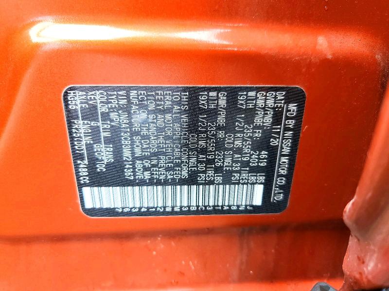 Photo 14 from auction – 2021 NISSAN ROGUE with VIN JN8AT3CB3MW214367