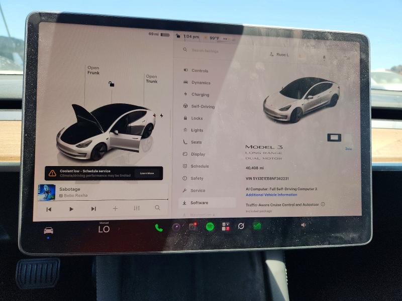 Photo 9 from auction – 2022 TESLA MODEL 3 with VIN 5YJ3E1EB8NF362231
