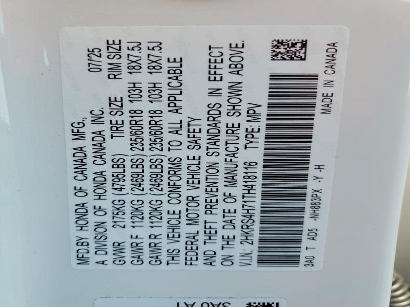 Photo 14 from auction – 2026 HONDA CR-V with VIN 2HKRS4H71TH418116