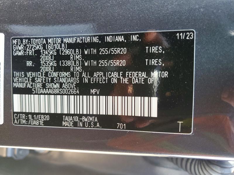 Foto 14 de la subasta – 2024 LEXUS TX 350 con VIN 5TDAAAA68RS002664