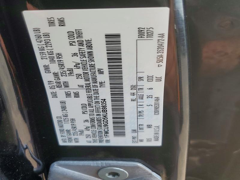 Photo 14 from auction – 2019 FORD ESCAPE with VIN 1FMCU9GD5KUB98354