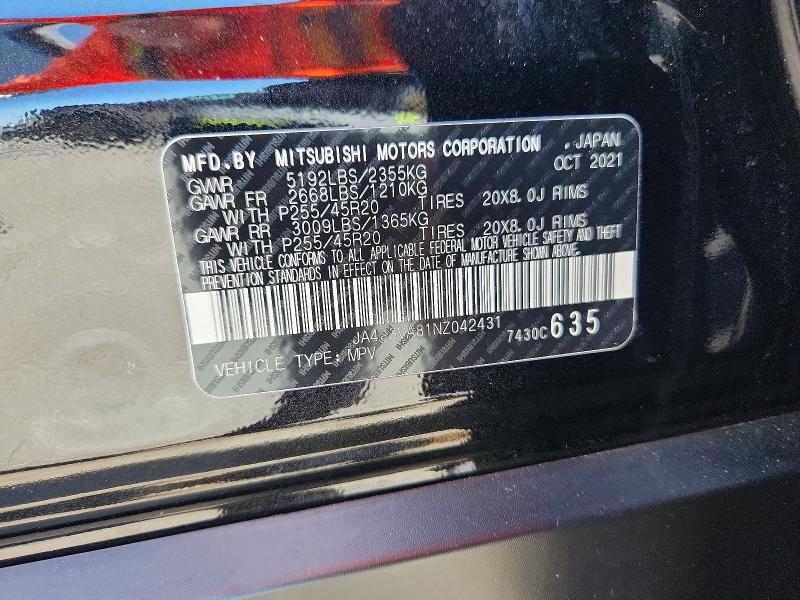 Photo 14 from auction – 2022 MITSUBISHI OUTLANDER with VIN JA4J3VA81NZ042431