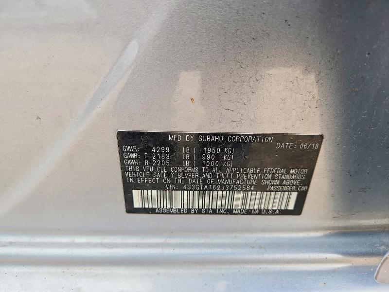 Photo 14 from auction – 2018 SUBARU IMPREZA with VIN 4S3GTAT62J3752584