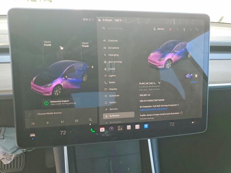 Foto 9 de la subasta – 2021 TESLA MODEL Y con VIN 5YJYGDEE7MF118998